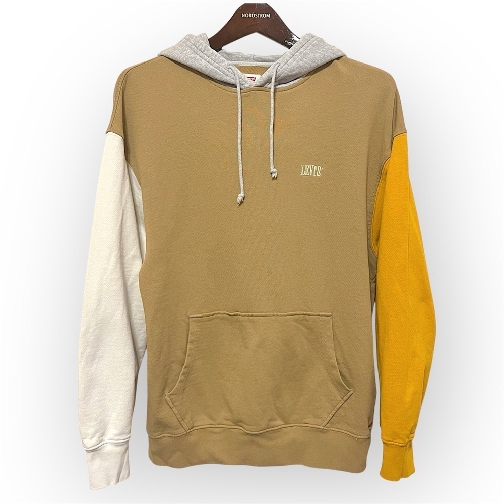 LEVI’S Relaxed Fit colorblock 100% Cotton hooded pullover, size S